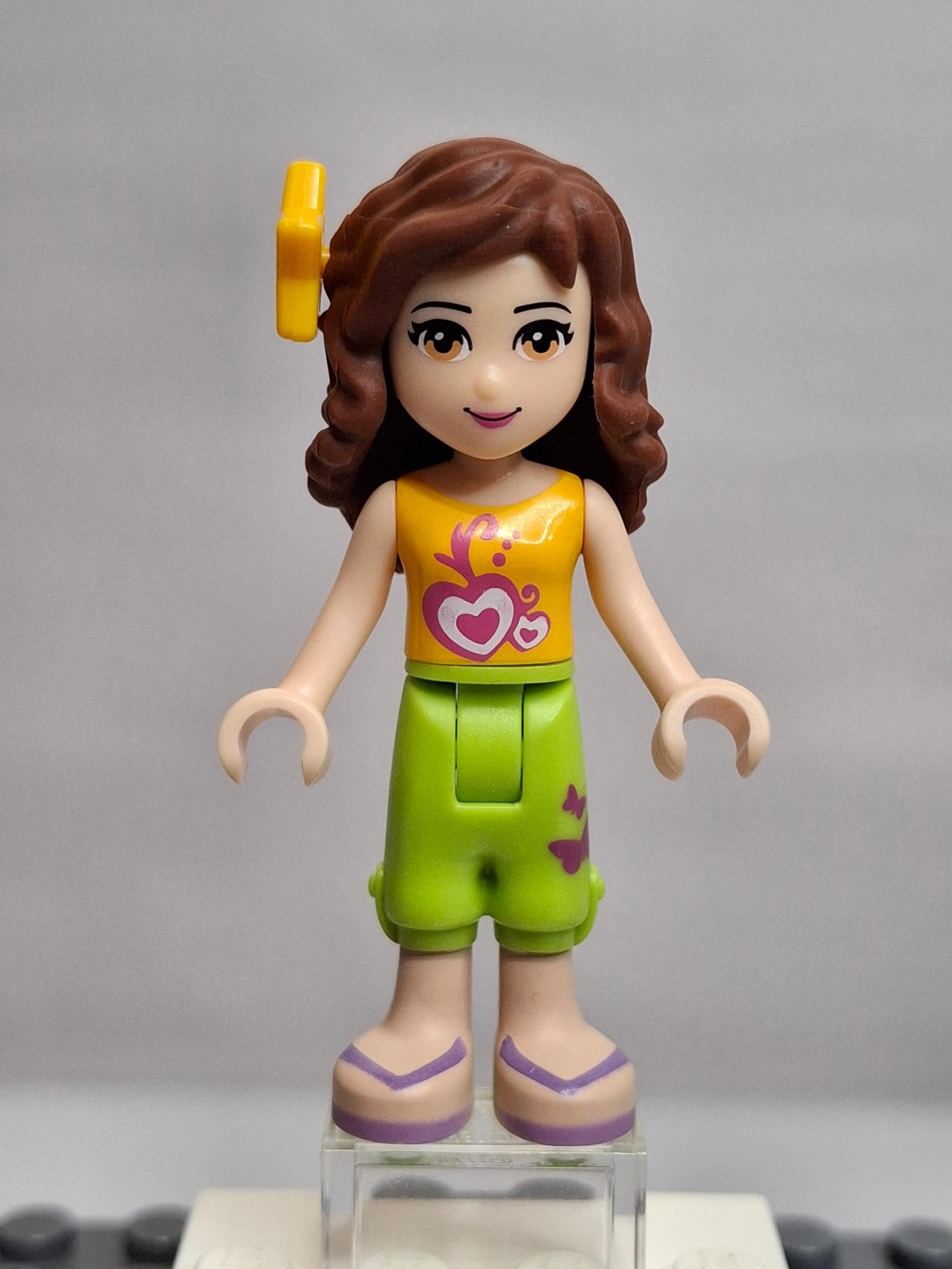 Lego Friends Olivia (Light Nougat) - Lime Cropped Trousers, Orange Top