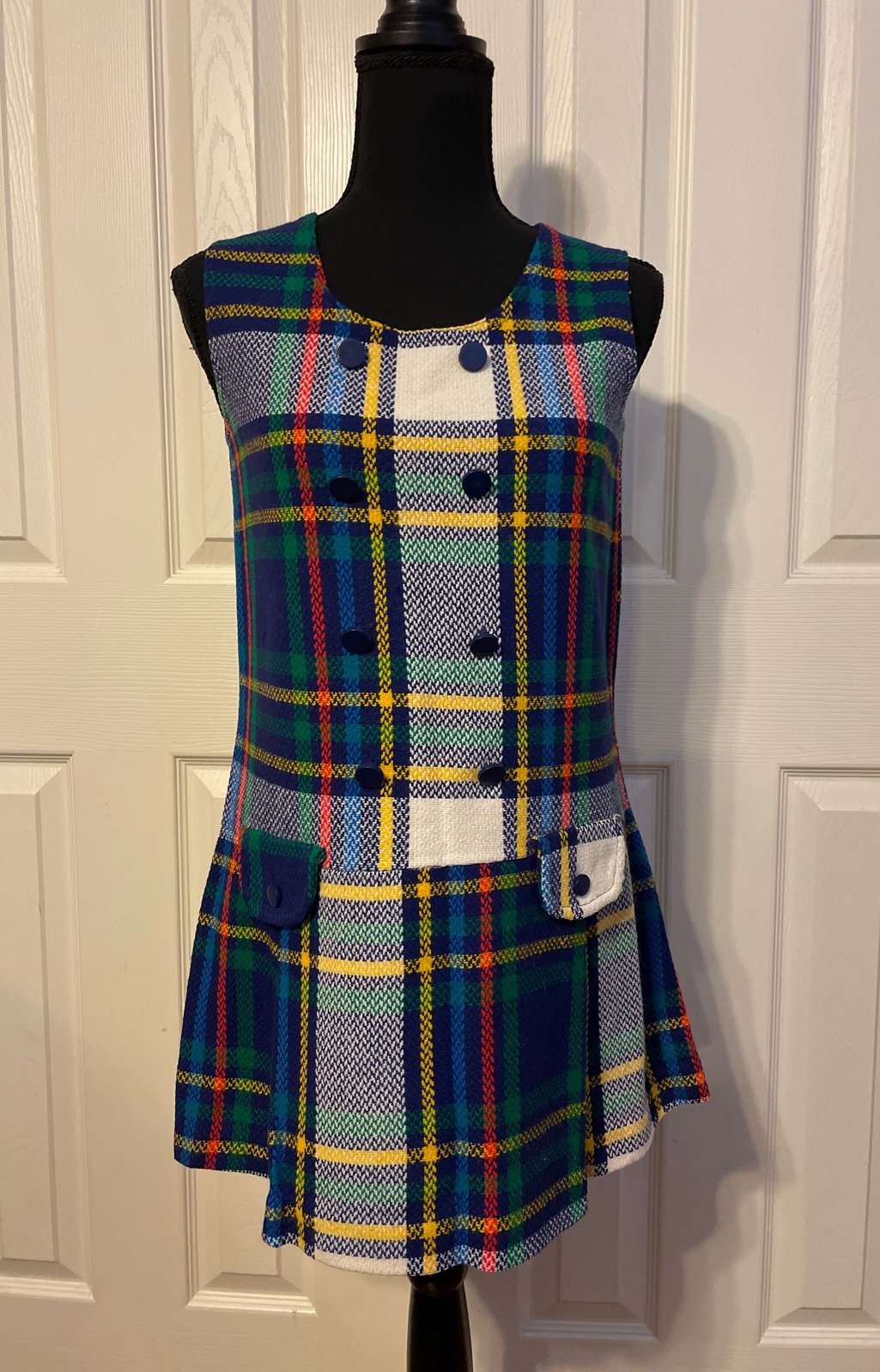 Vintage 1960’s Plaid Mini Dress S/XS