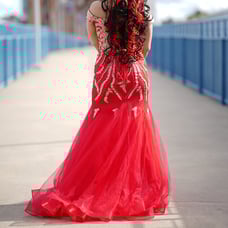 Anny Lee Prom Dress/Medium (Size 8)/Red and Gold! ***WORN ONCE***