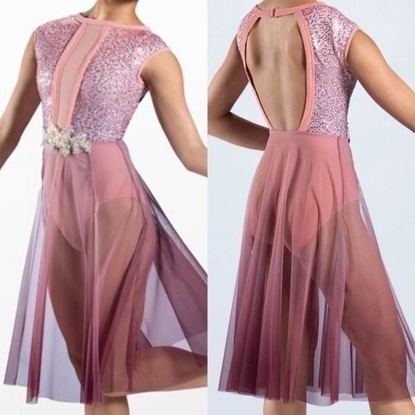 Weissman elite dance semi custom costume pink ombre Heat Wave SQ13216 IC 7/8