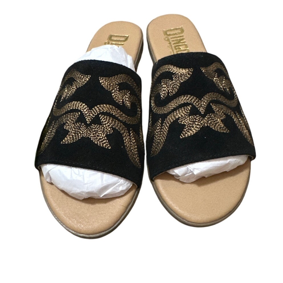 DINGO DI2235 Lasso Suede Slide Sandals Black Size 8 New