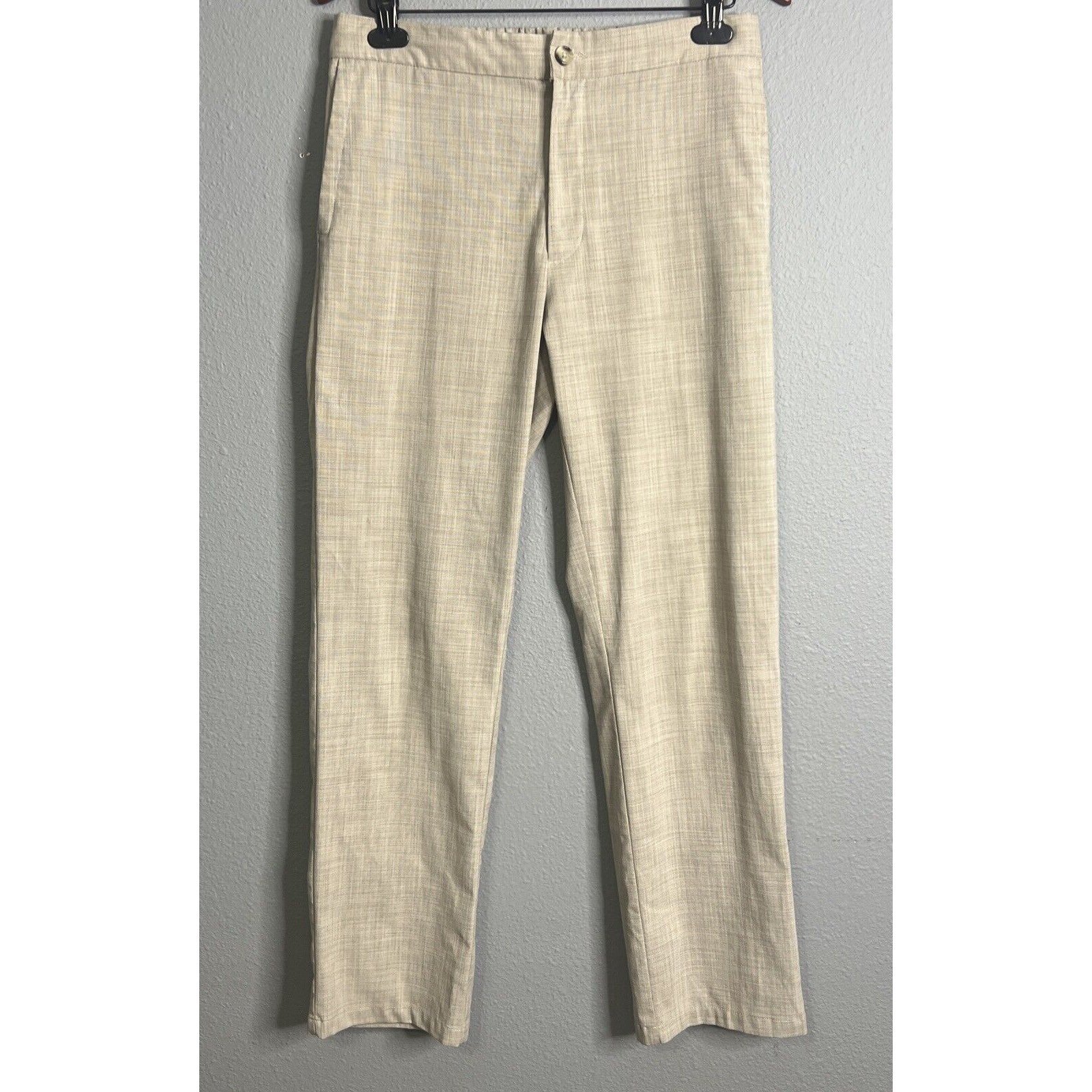 Hart Schaffner Marx Size 32x32 Dress Pants Tan Beige Drawstring Straight Casual
