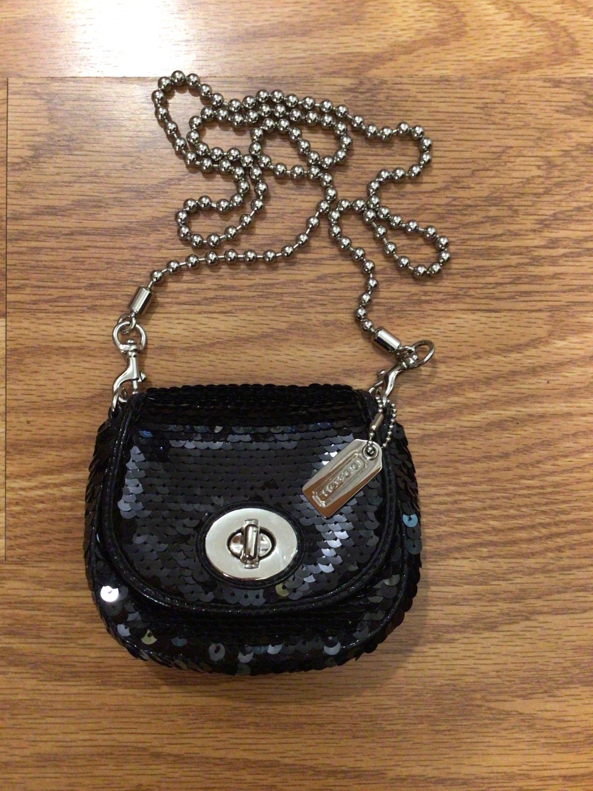 Limited Edition Coach Poppy Evening Black Sequined Purse