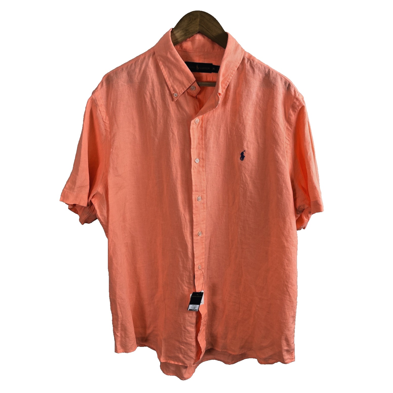 Ralph Lauren Polo Button Up Shirt Mens XL Orange Blue Linen Golf Florida Sunrise