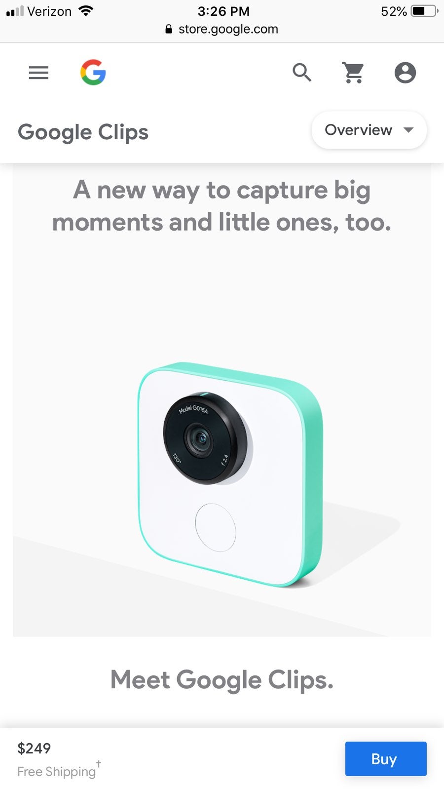 google clips hands free camera