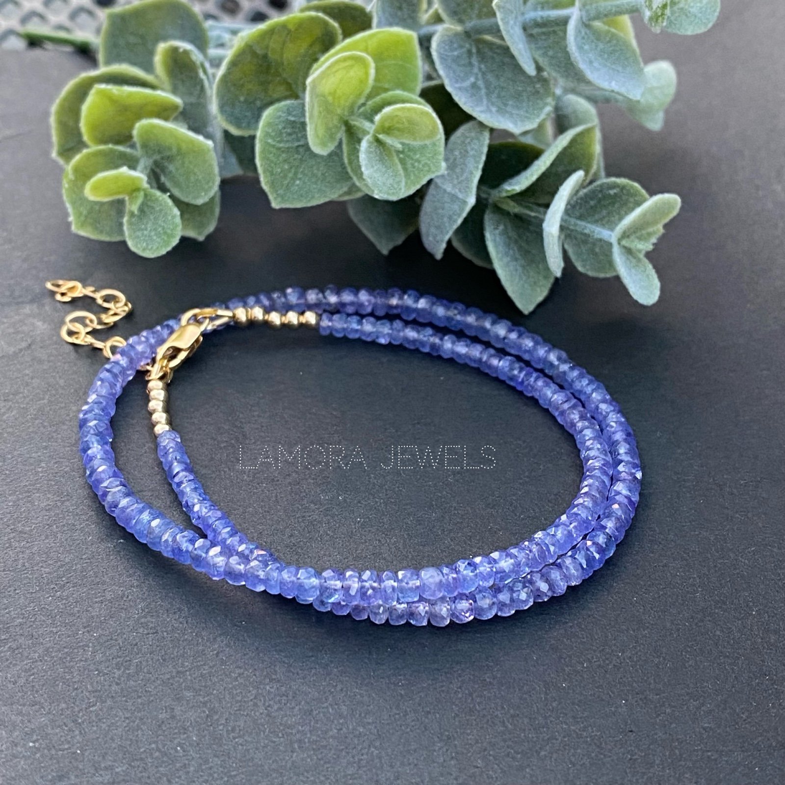 Tanzanite Necklace Choker 14k gold filled natural gemstone handmade jewelry