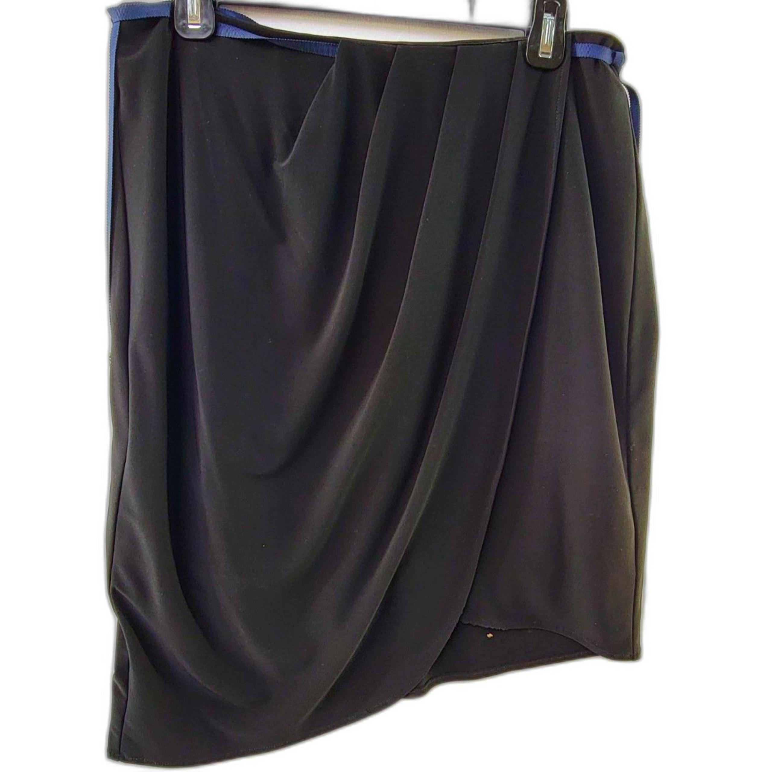 TAHARI Black Draped Mini Skirt with Invisible Back Zip Closure Women’s Size M