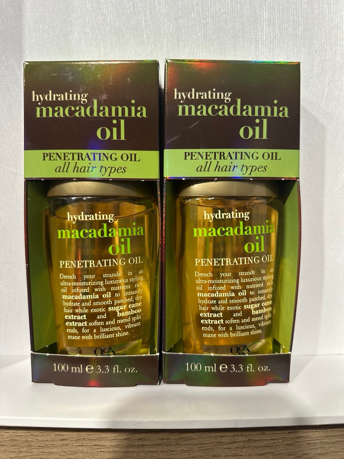 OGX Penetrating Oil for All Hair Types Hydrating Macadamia Oil 3.3 Oz Set of 2