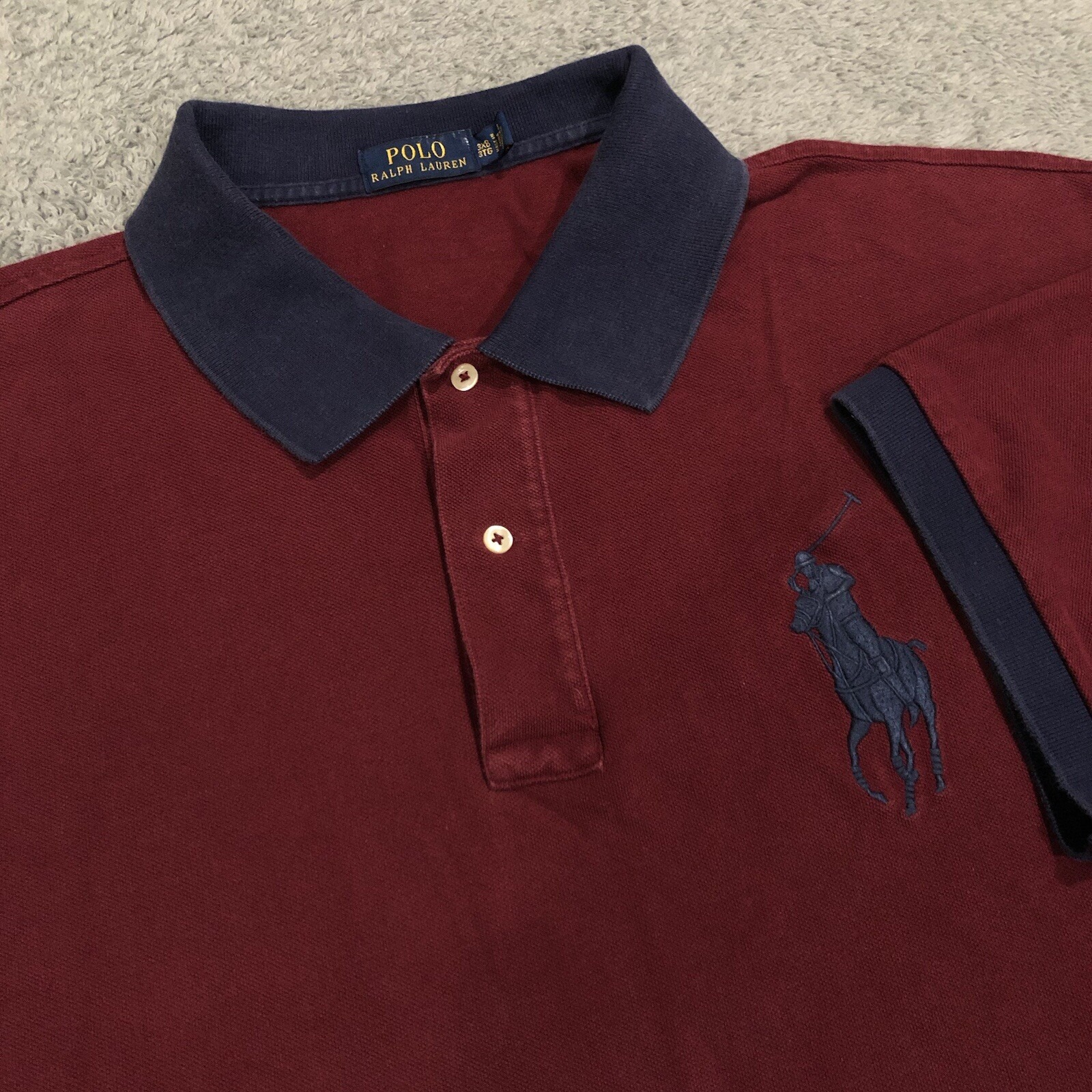 Polo Ralph Lauren Shirt Men's 3XB Burgundy Big Pony S/S Polo Button Collared
