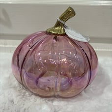 Pink Pumpkin With Gold Stem Light Up Decor