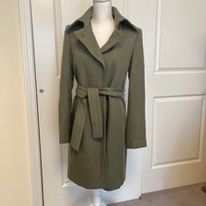 United Colors Of Benetton Military Green Wool Belted Pea Coat