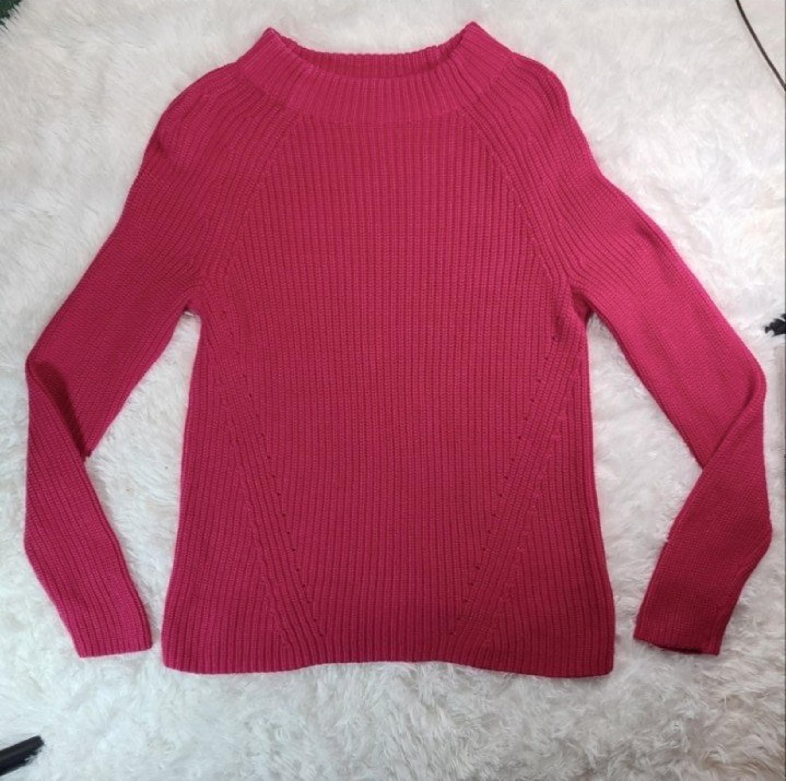 Lands End Women's Pink Crew Neck Knit Sweater Size Small