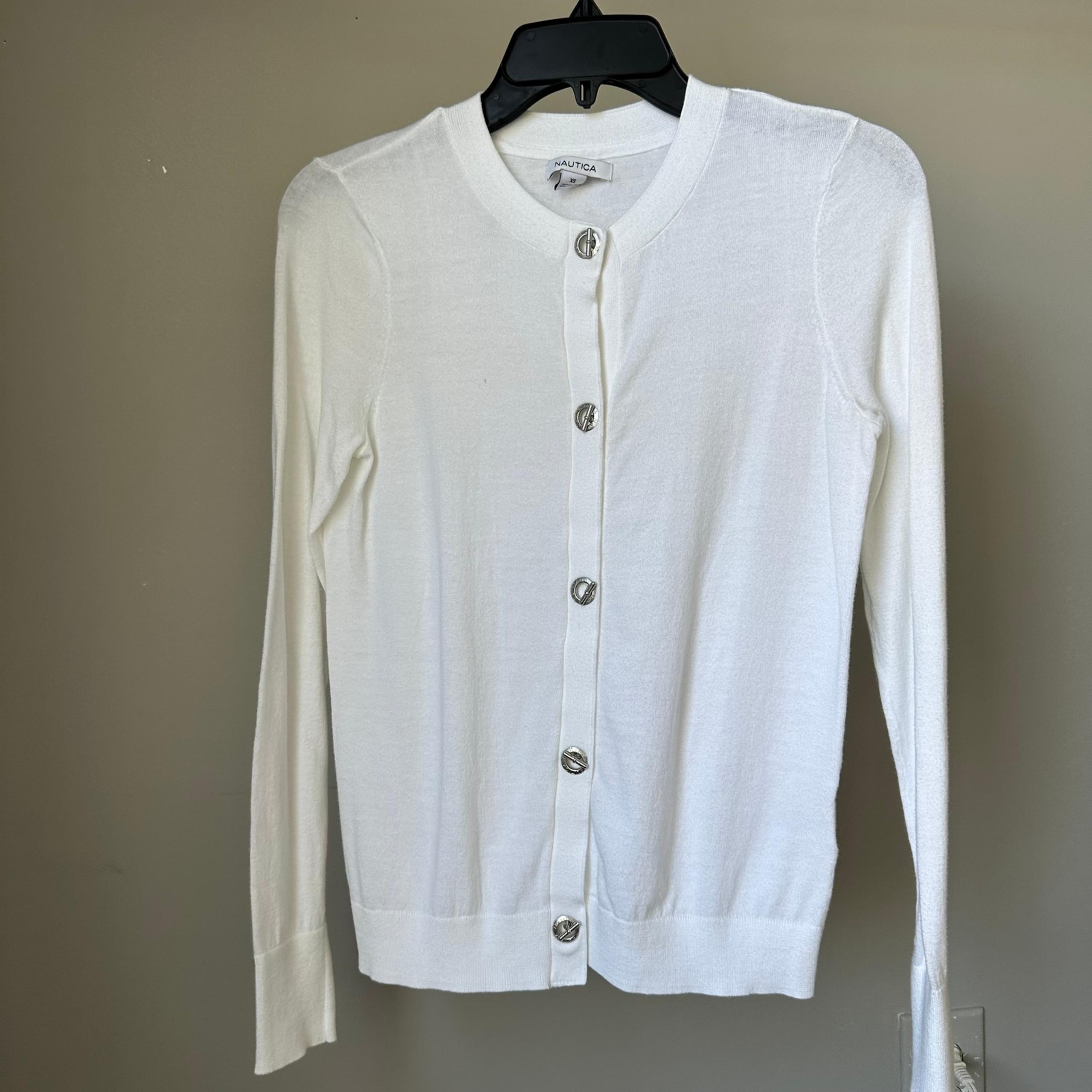 nautica white cardigan sweaters