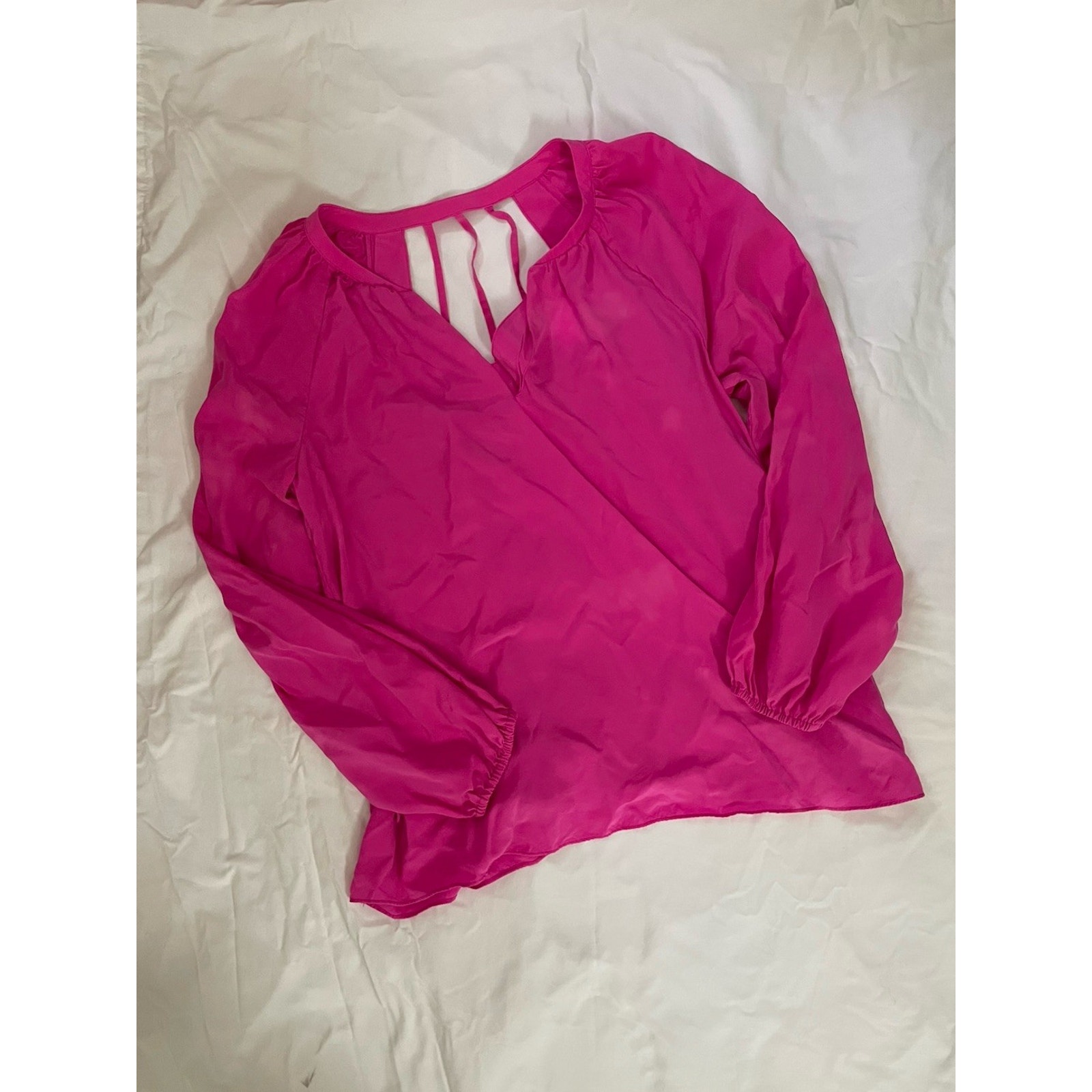 LILLY PULITZER Women’s Size M LESLIE SILK LONG SLEEVE TOP BLOUSE PINK