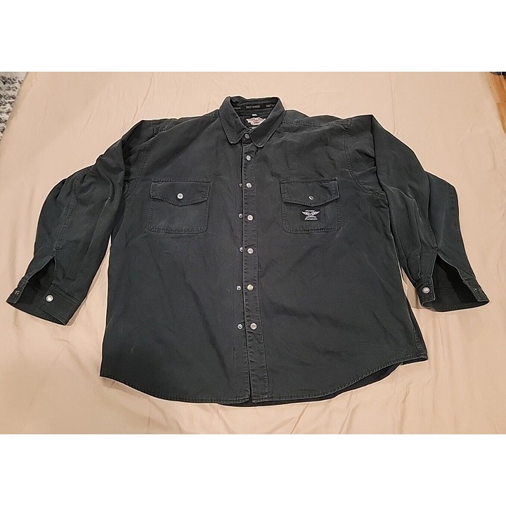 Harley-Davidson Lined Flannel Riding Shirt Jacket Size 3XL Green Button Up 2005