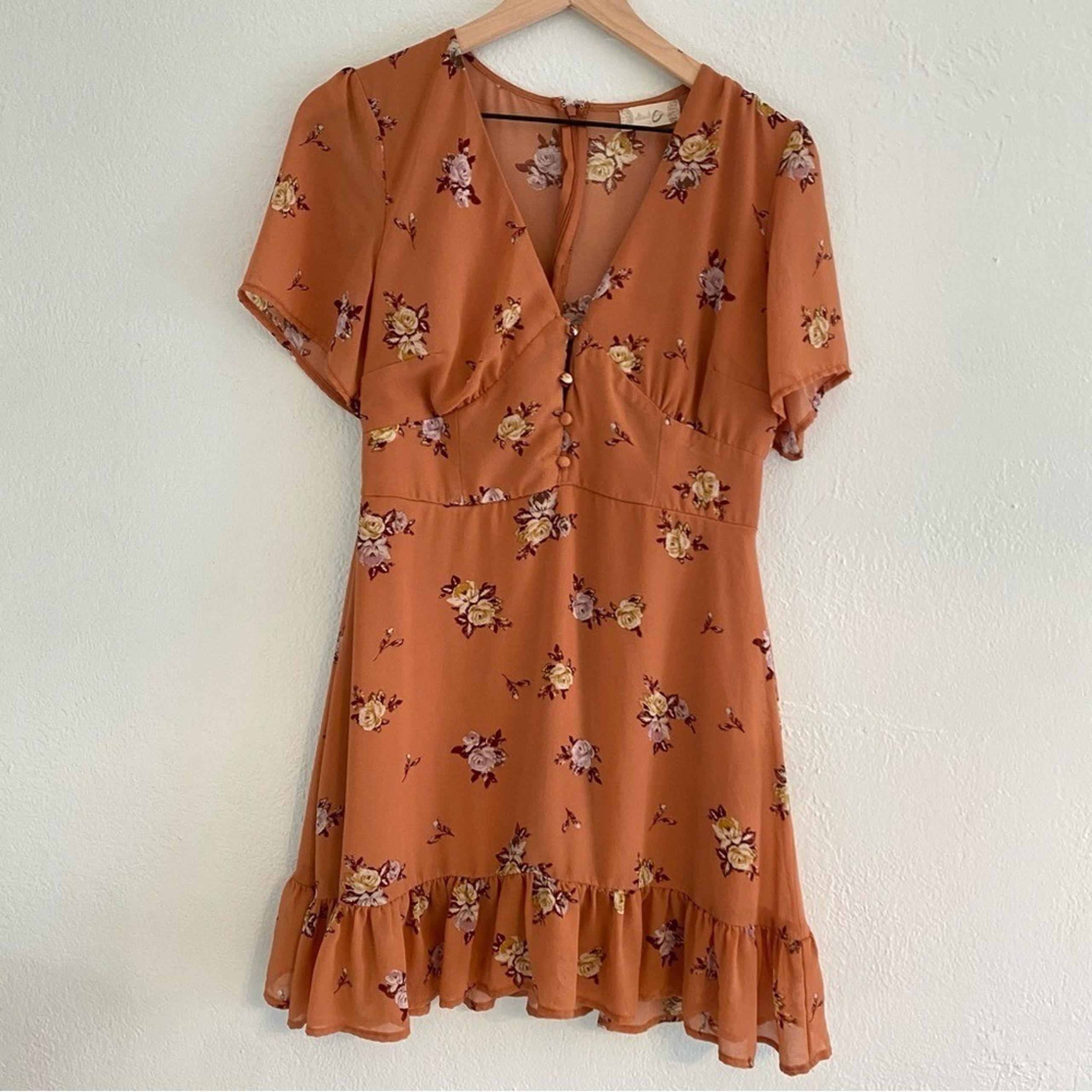 Altar'd State Orange Ruffled Mini Dress