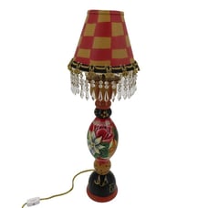 Stonehouse Farm Goods Handpainted Floral Flower Check Farmhouse Accent Lamp 1997