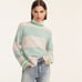 New J Crew S Green Gray Striped Turtleneck Sweater Supersoft Yarn Merino Alpaca