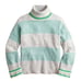 New J Crew S Green Gray Striped Turtleneck Sweater Supersoft Yarn Merino Alpaca