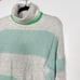 New J Crew S Green Gray Striped Turtleneck Sweater Supersoft Yarn Merino Alpaca
