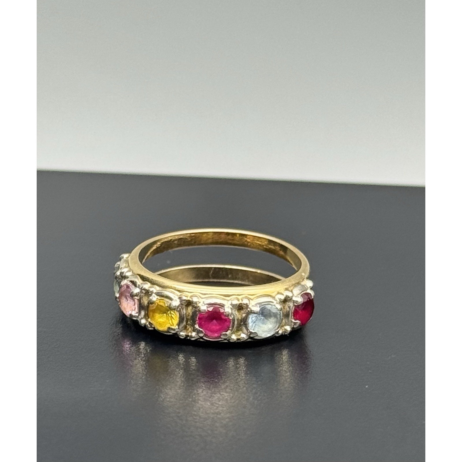 Vtg Guertin Bros 14K Gold Multi Color Gemstones Ring Size 8.25 Birthstones GB