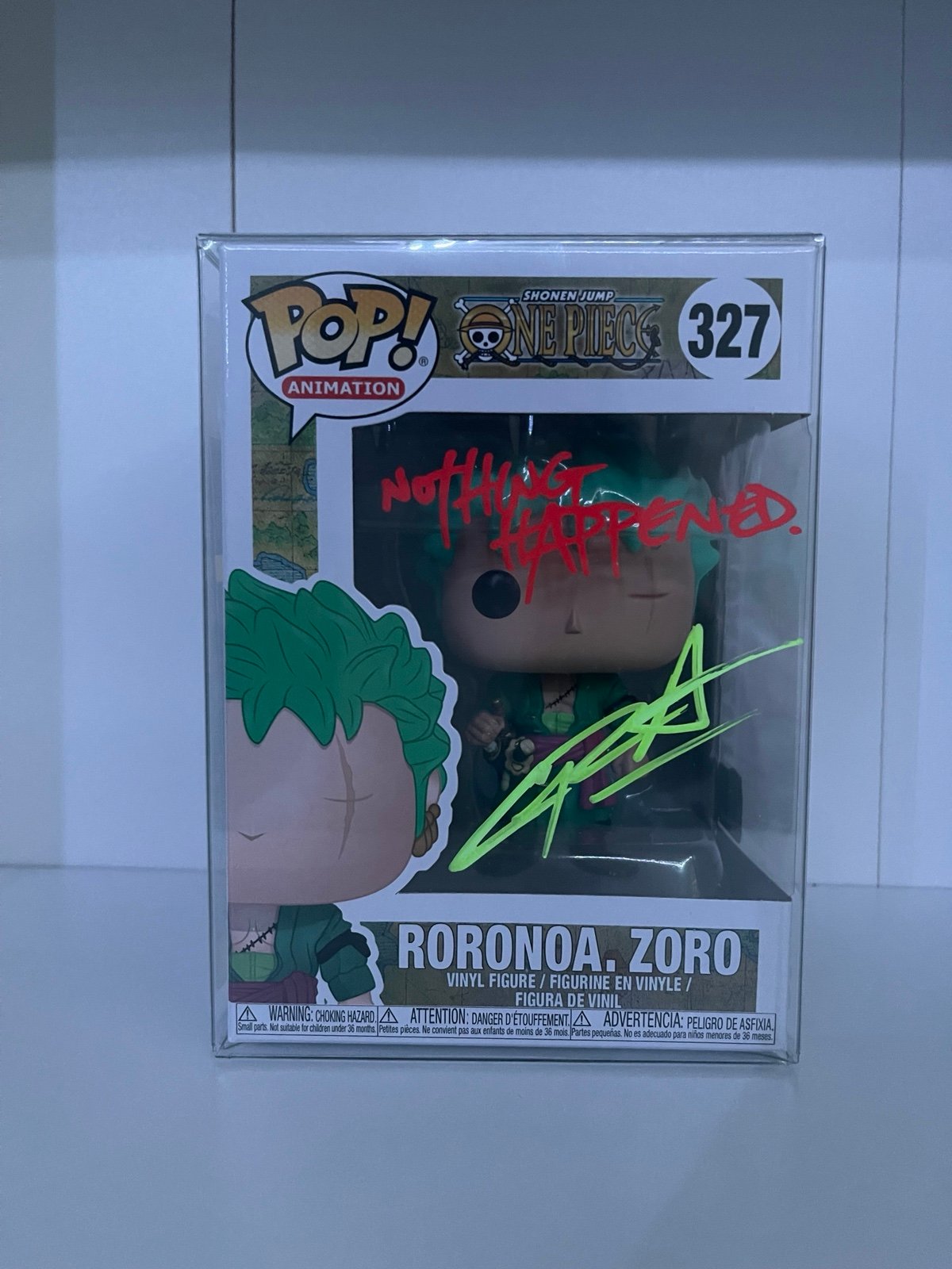 Signed Zoro funko pop by Christopher Sabat