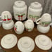 RAE DUNN ELF FEET CANISTER, MUG AND PLATE SET (will divide)