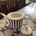 Henri Bendel Striped Teapot Brown White & Gold Bone Italy Stripe