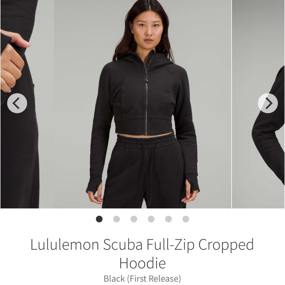 Lululemon Black Scuba Full-Zip Cropped Hoodie NWT Size 4