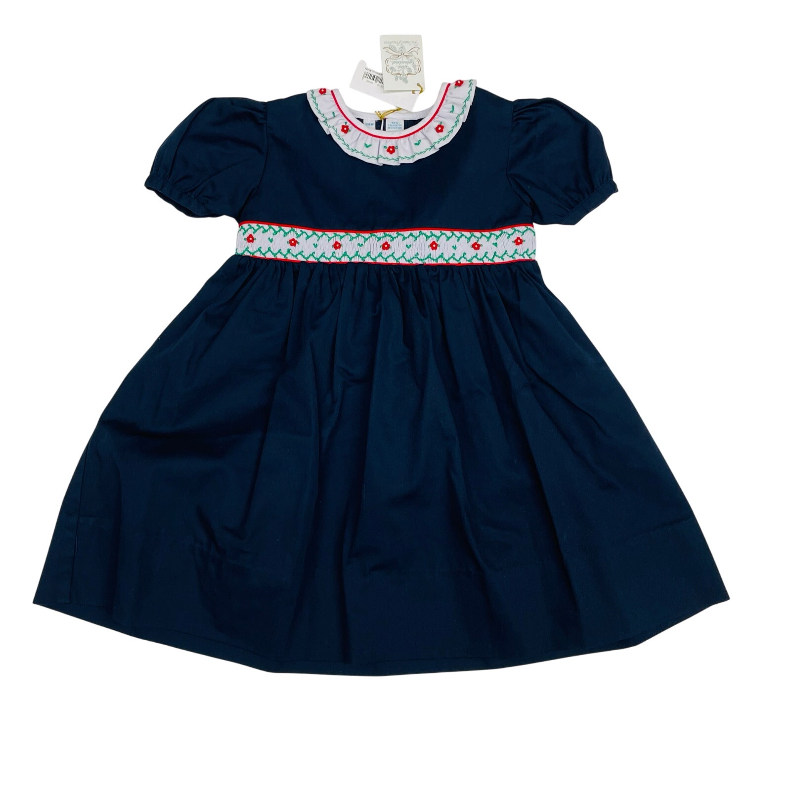 NWT Feltman Bros 2T Navy Smocked Dress