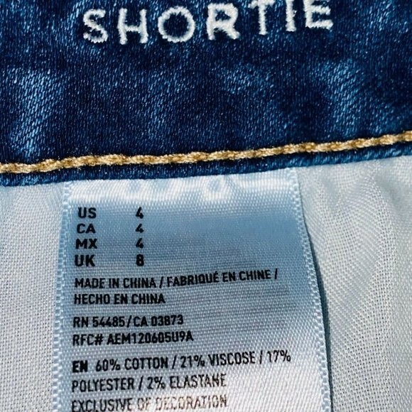 American Eagle Womens 4 Shortie Pink Peekaboo Pockets Whiskered Jean Shorts
