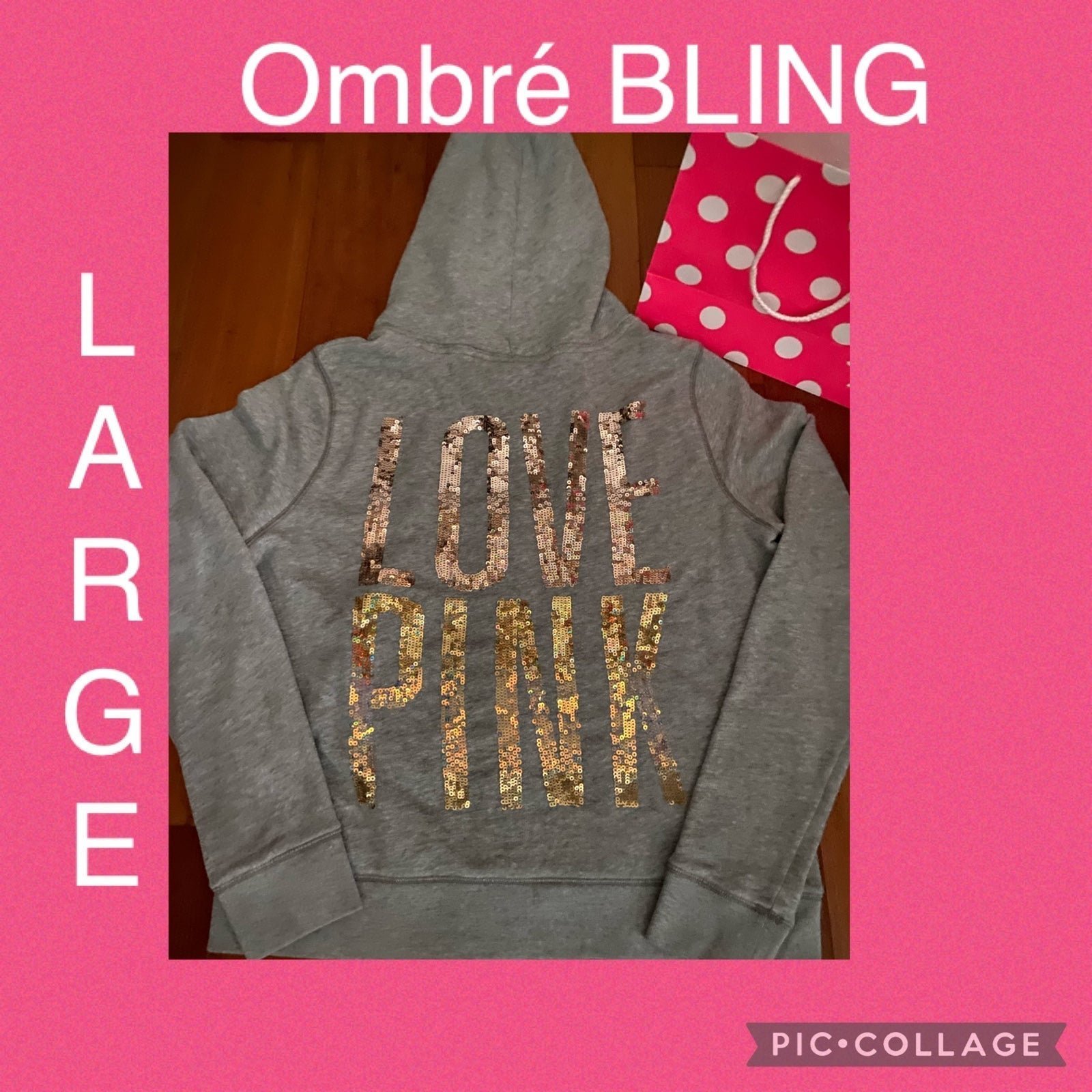 VS PINK Ombre BLING Hoodie - LARGE