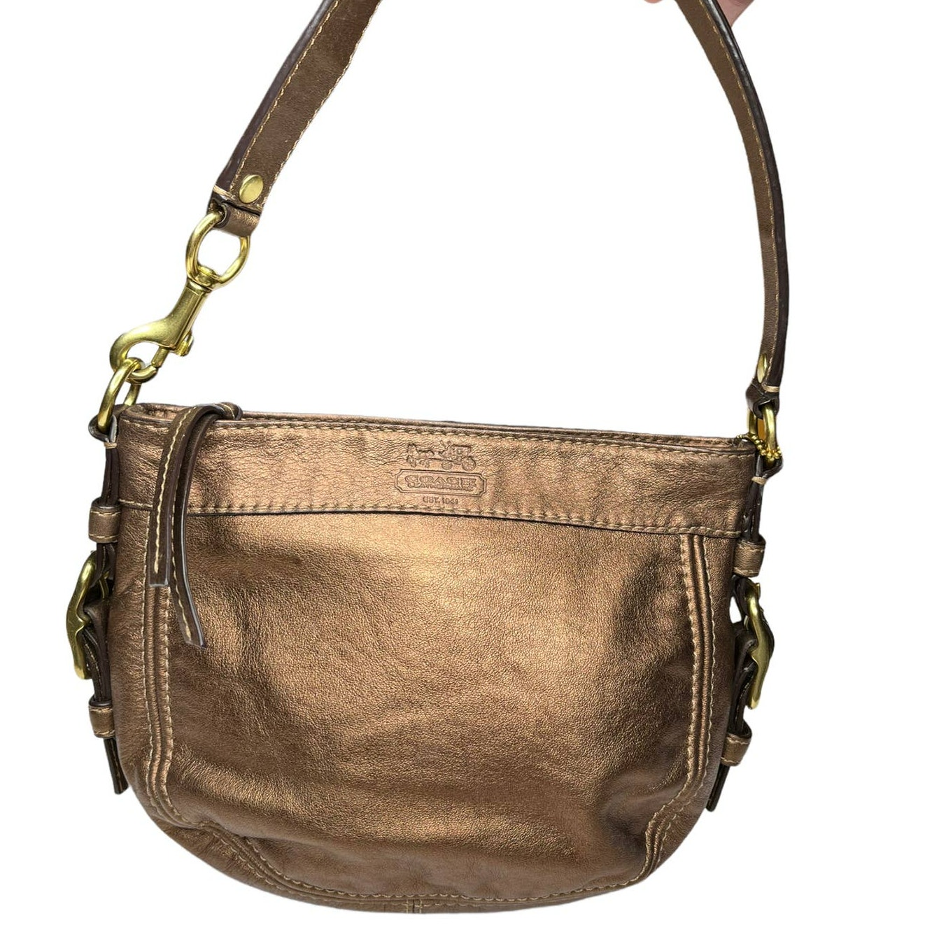 Coach Metallic Copper Leather Shoulder Bag