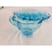 Hazel Atlas Glass 2 Capri Blue Colonial Swirl Seashell Snack Plate & Cup Sets
