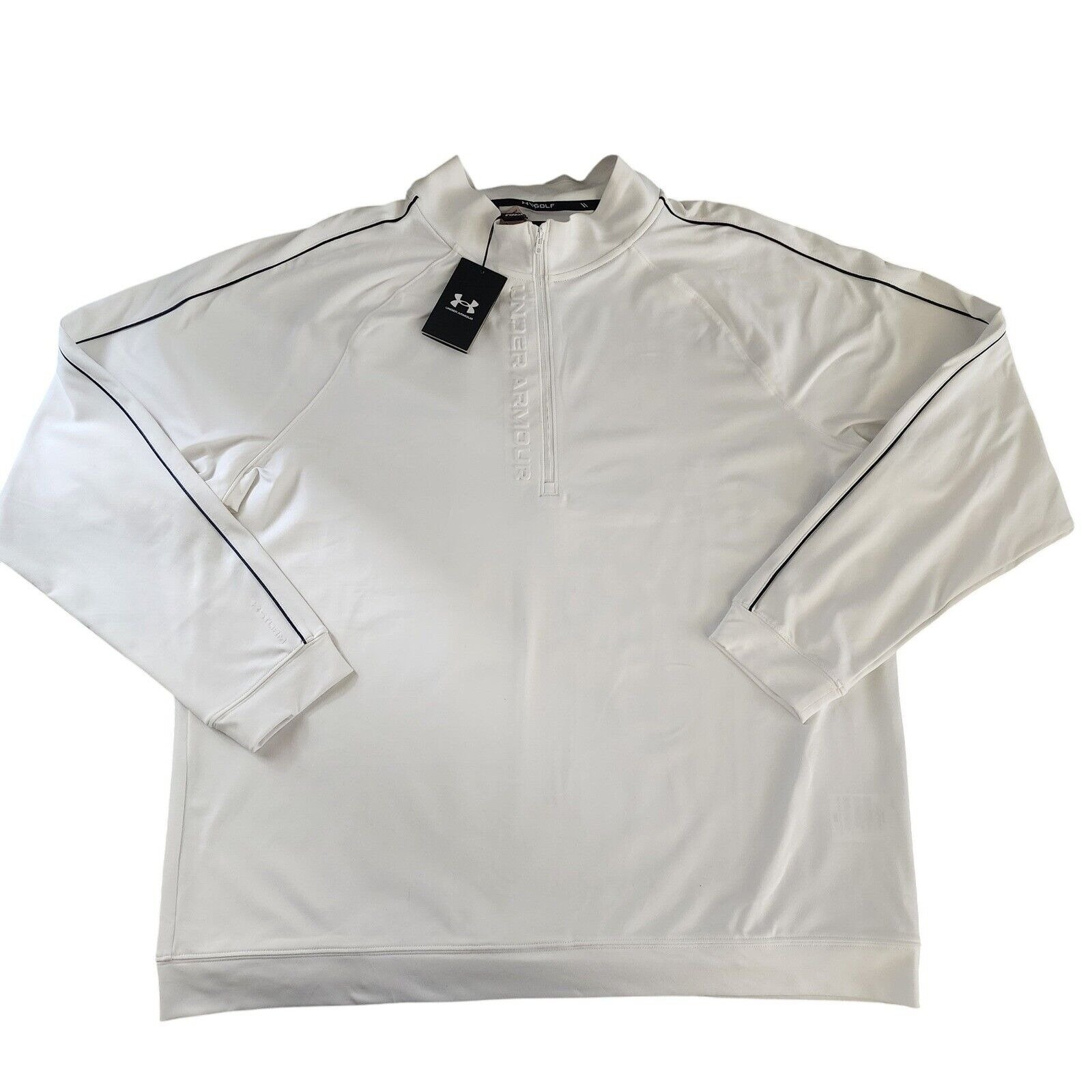 Under Armour Pullover 1/4 Zip Storm Golf Training Top White Black Mens