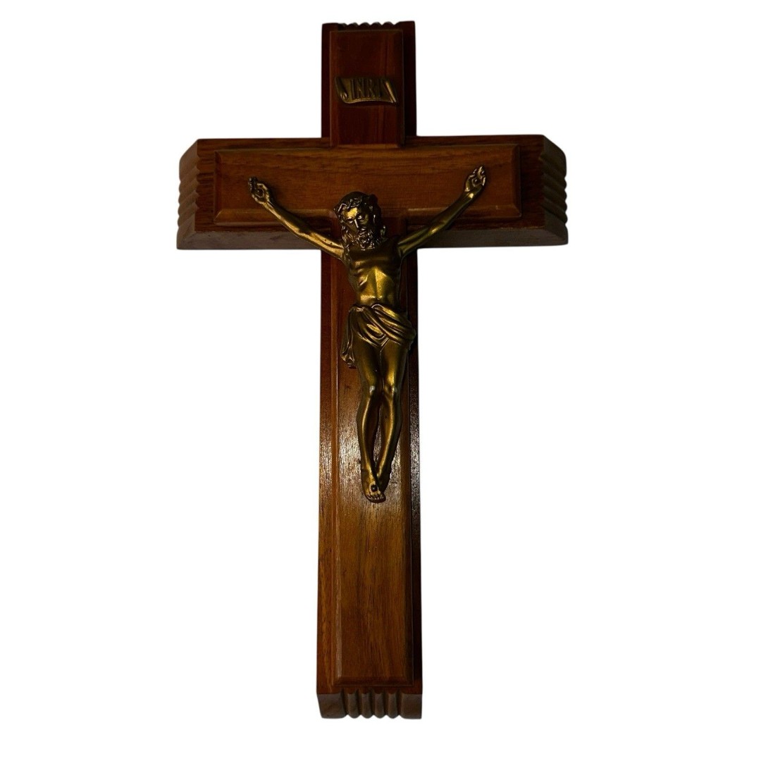 Vtg Catholic Sick Call Crucifix Cross Set Holy Water Bottle Candles