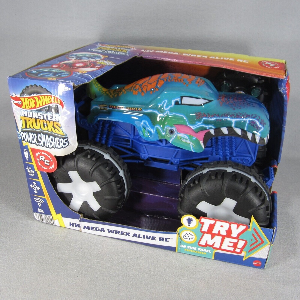 Hot Wheels Monster Trucks Power Smashers Mega Wrex Alive RC T-Rex Tyrannosaurus