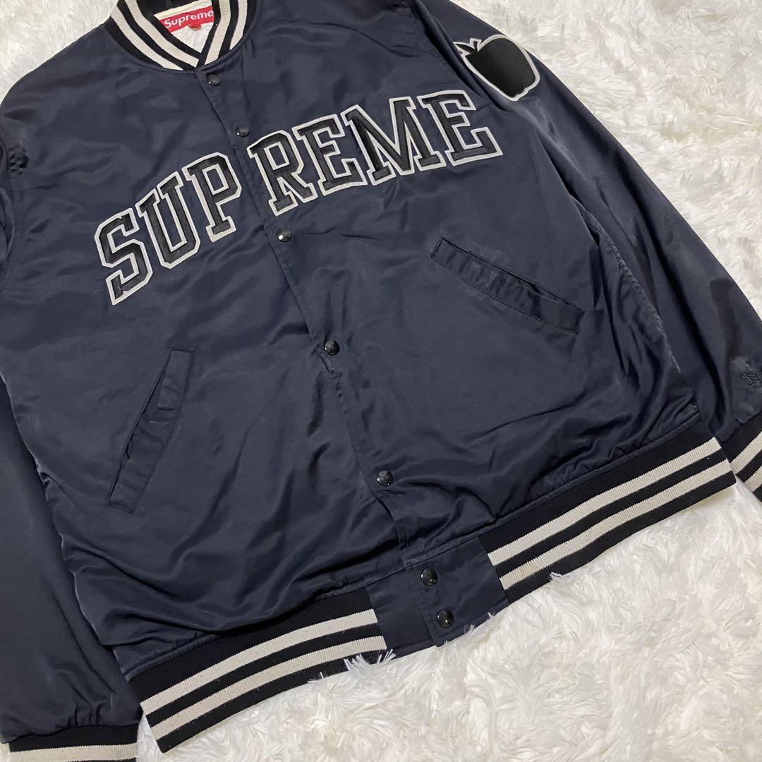 初期 SUPREME Arc Logo Apple Varsity Jacket 茶 L シュプリーム