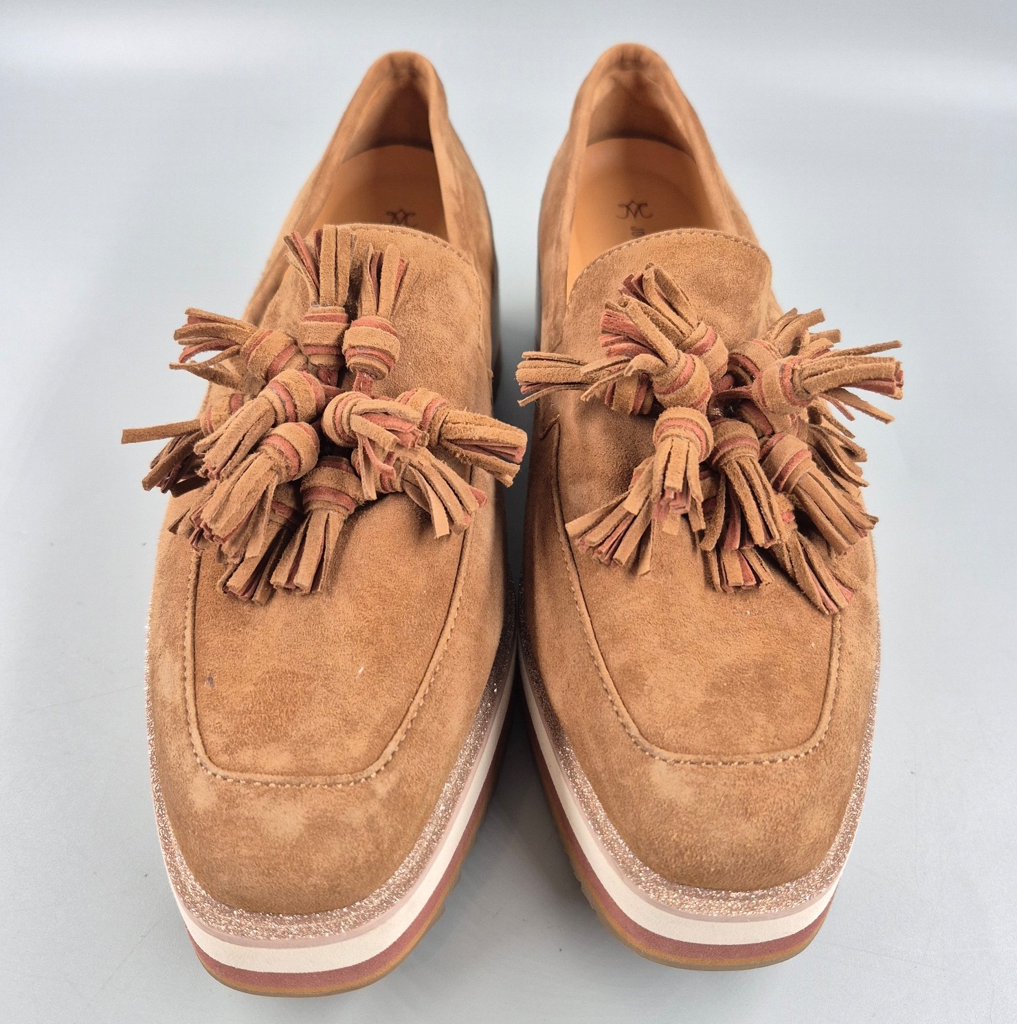 JOHNSTON & MURPHY Gracelyn Platform Tassel Slip-On Suede Loafers