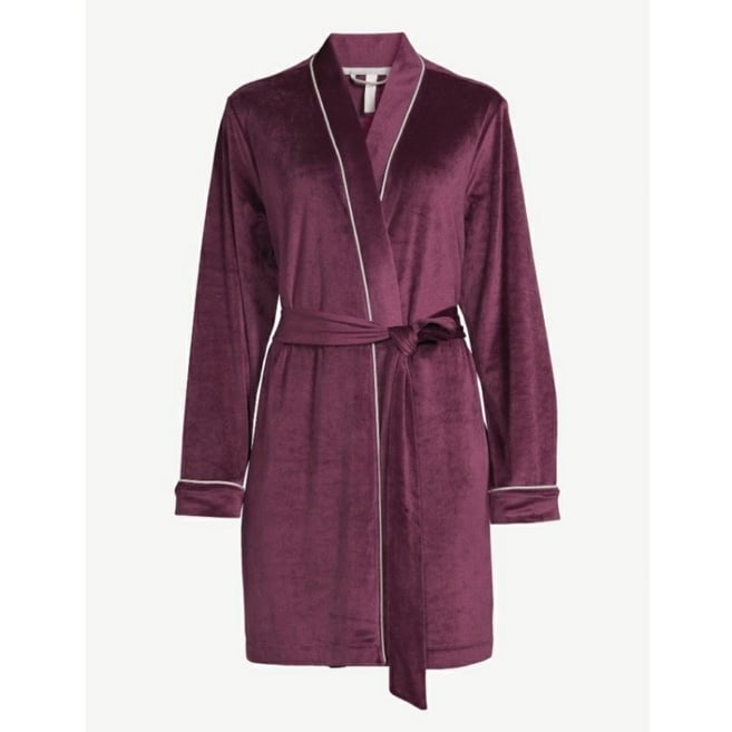 Joyspun Plush Velvet Maroon Bath Robe