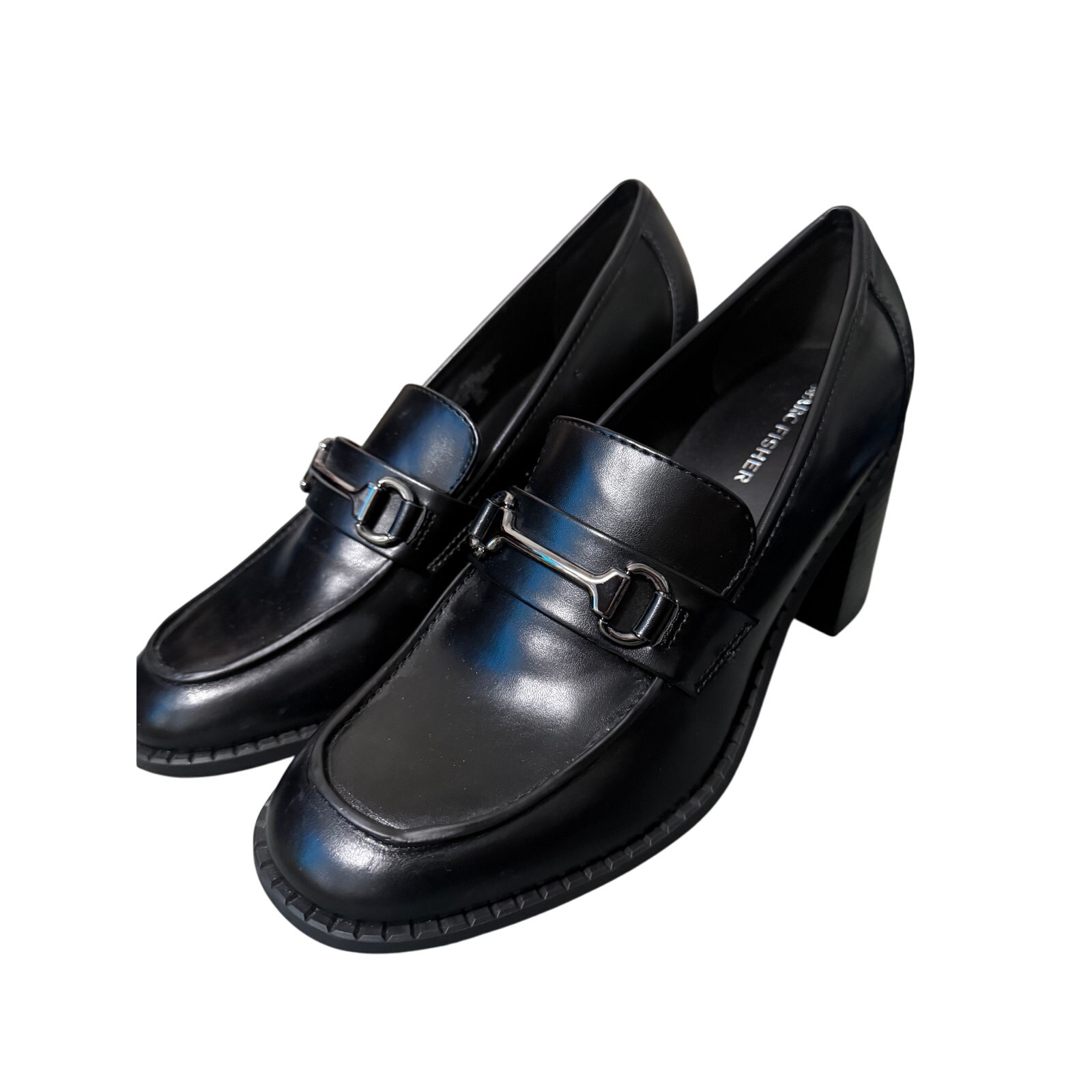8.5 MARC FISHER WOMENS BLACK DANCEL HEELS LOAFER SHOES