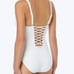 MICHAEL KORS BACK LACE UP ONE PIECE SWIMSUIT WHITE SWIMWEAR SIZE 8, 14 new!!!