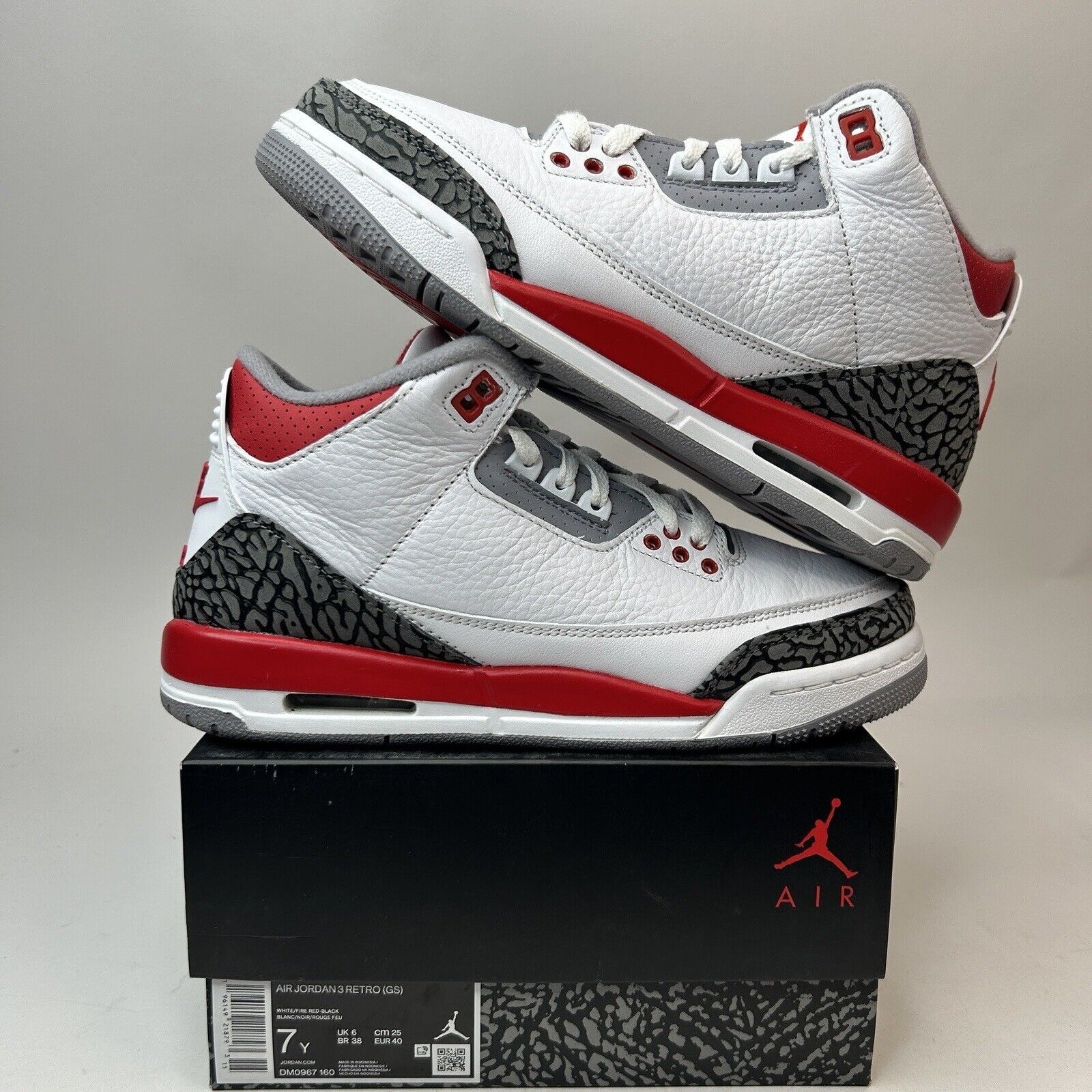 Nike Air Jordan 3 Retro GS “Fire Red” 2023 DM0967-160 7Y/Women’s 8.5 Worn