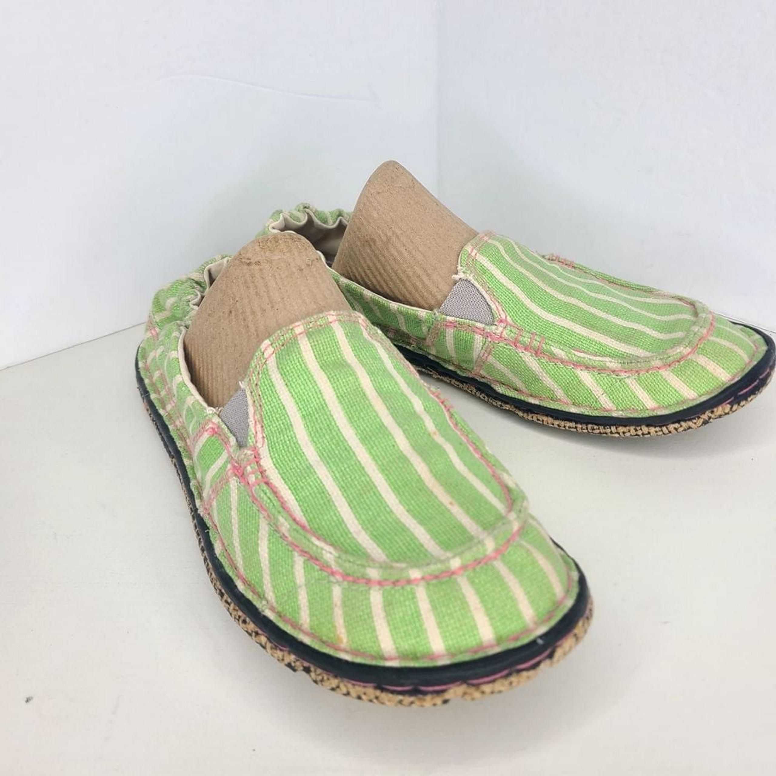 Toe Women's Canvas Upper Slip On Comfort Flats Loafers Shoes 8 - Simple Green