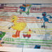 Vintage Sesame Street Muppets Learning Colors Twin Flat Bedsheet & 2 Pillow Case