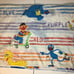 Vintage Sesame Street Muppets Learning Colors Twin Flat Bedsheet & 2 Pillow Case