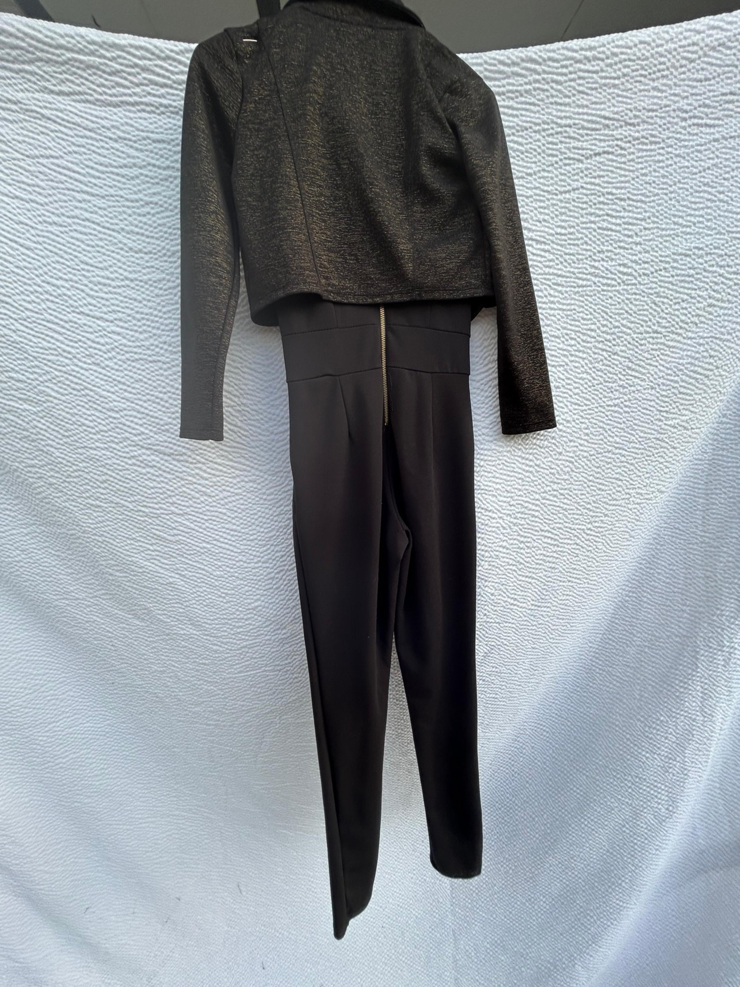 Rue21 black Jumpsuit xs and knitworks black and gold half jacket size 12