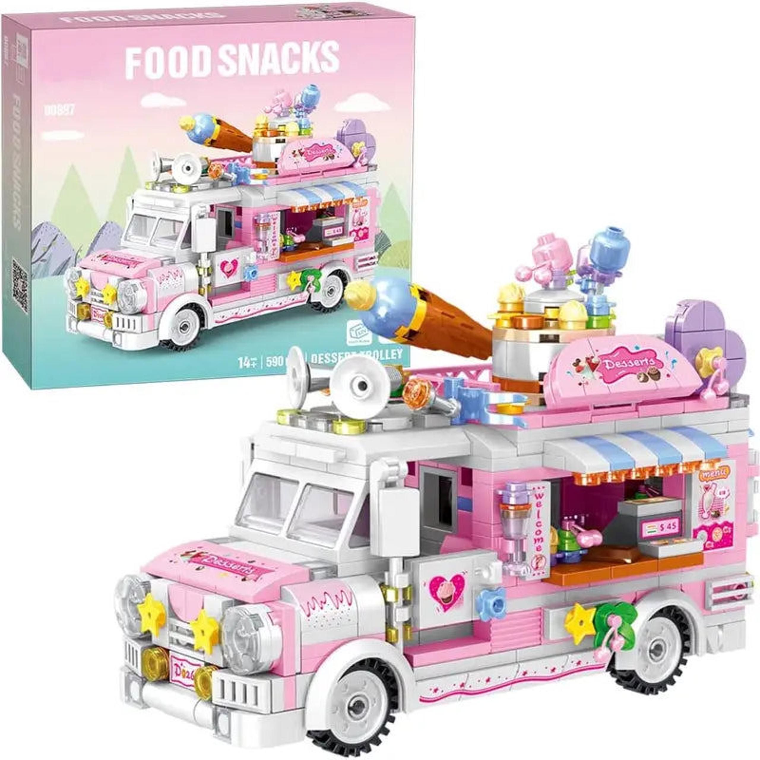 Dessert Trolley Building Block toys Minifigures Food Trucks Fun for All over 50