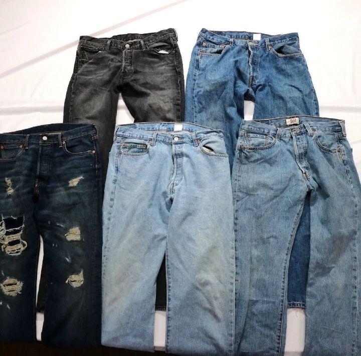 14 pairs Levi's 501 denim pants set, distressed and faded. ★ Imperfect.