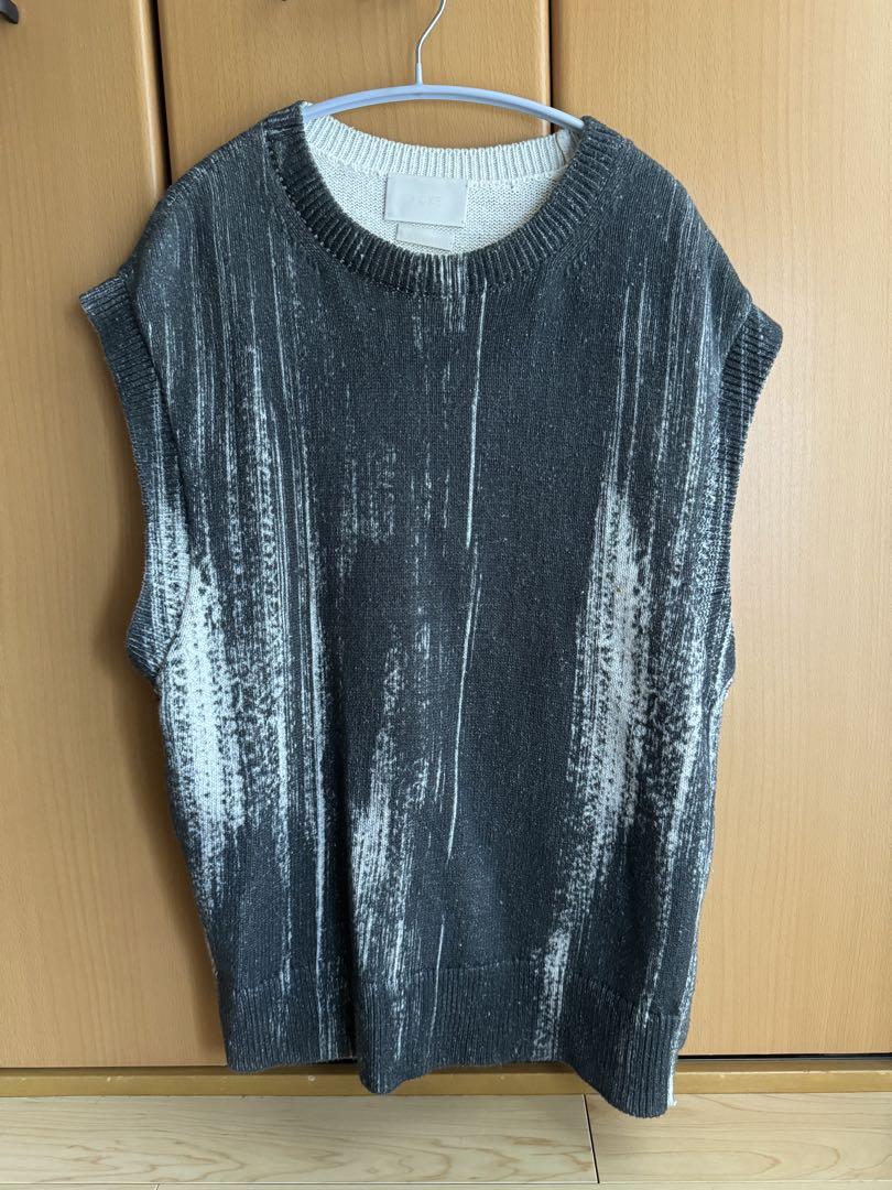 yoke/22SS/Printed Cotton Crewneck Vest